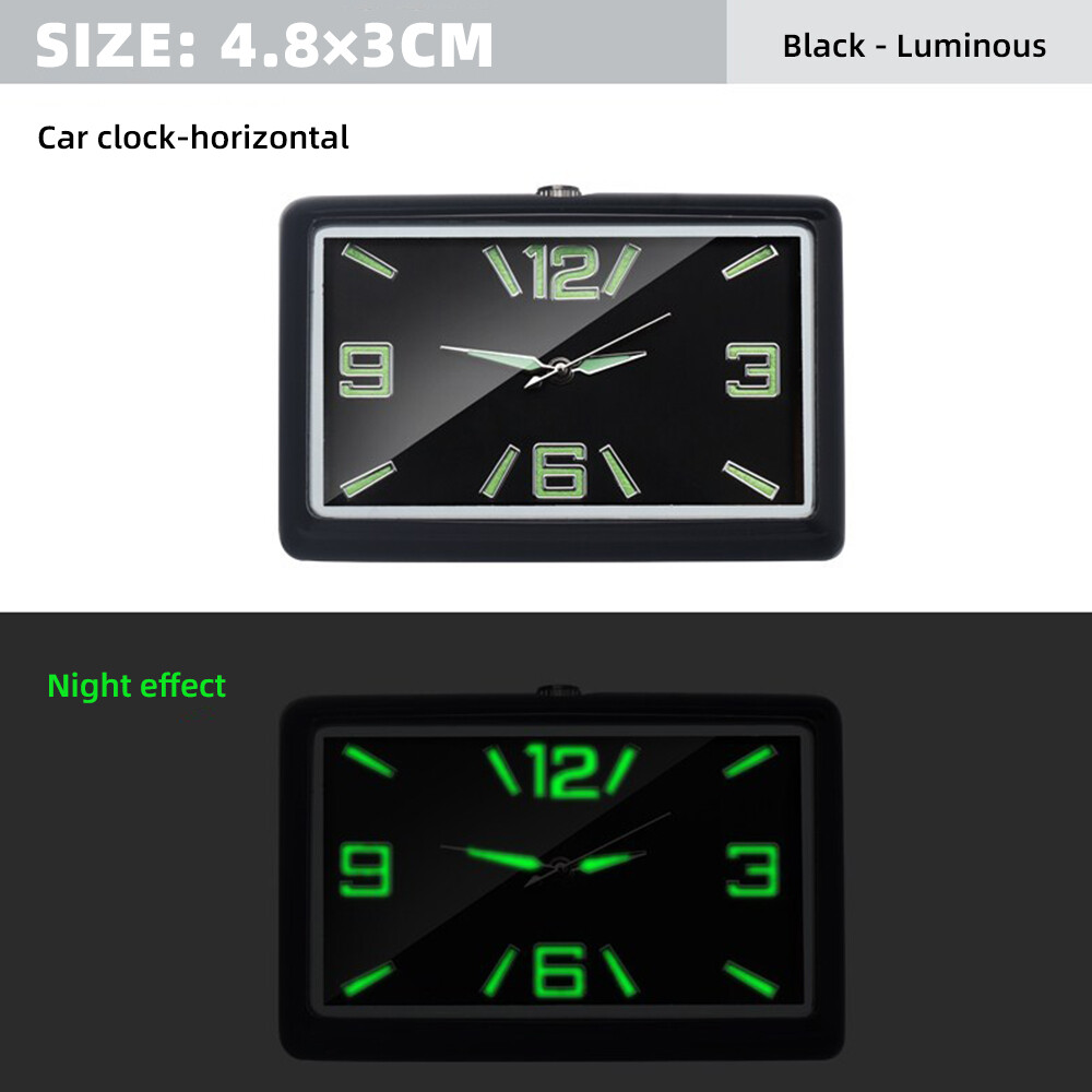 Aitemay Car Luminous Clock Plated Metal Shockproof Car Dashboard Air Vent Quartz Clock with Double Sided Tape
