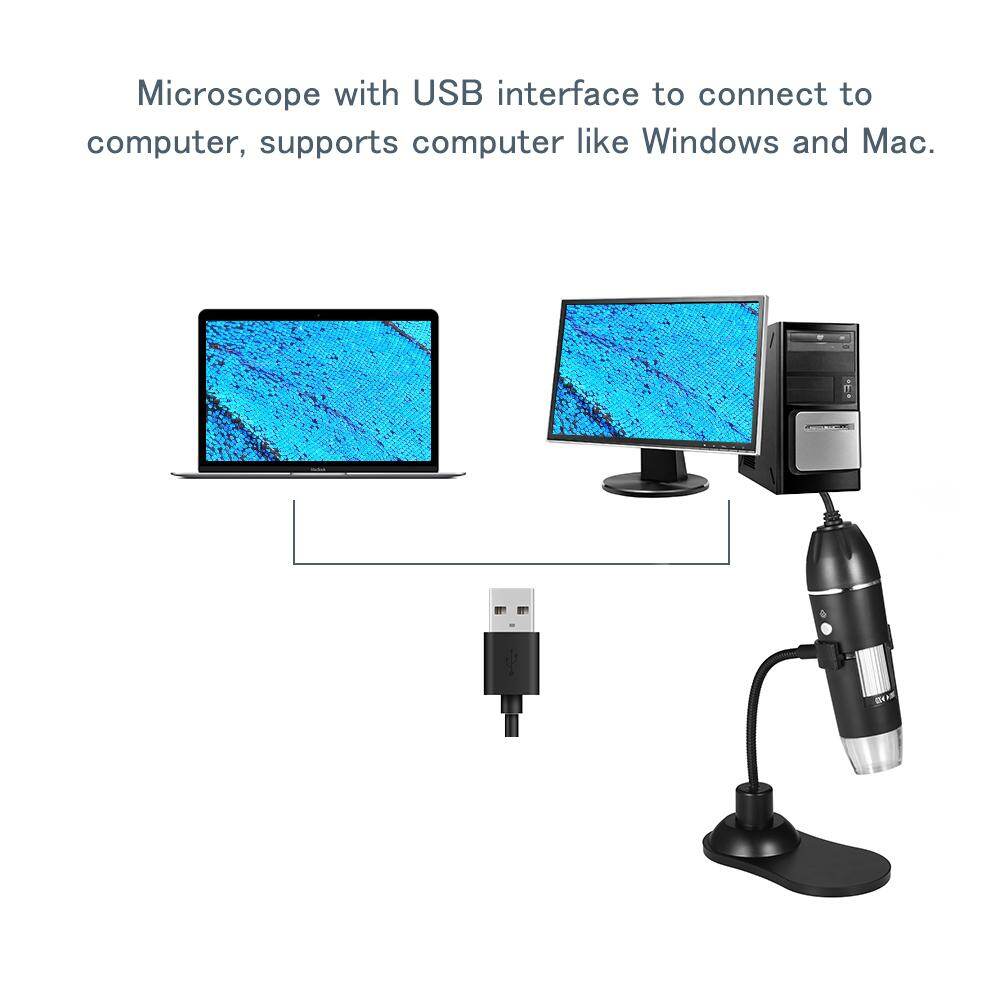 Kính Hiển Vi Kỹ Thuật Số KKmoon, Kính Lúp Có Đầu Cắm USB Và Máy Tính Để Bàn, Kính Lúp 8 Bóng LED, Camera 0,3MP, Độ Phóng Đại 1000 Lần