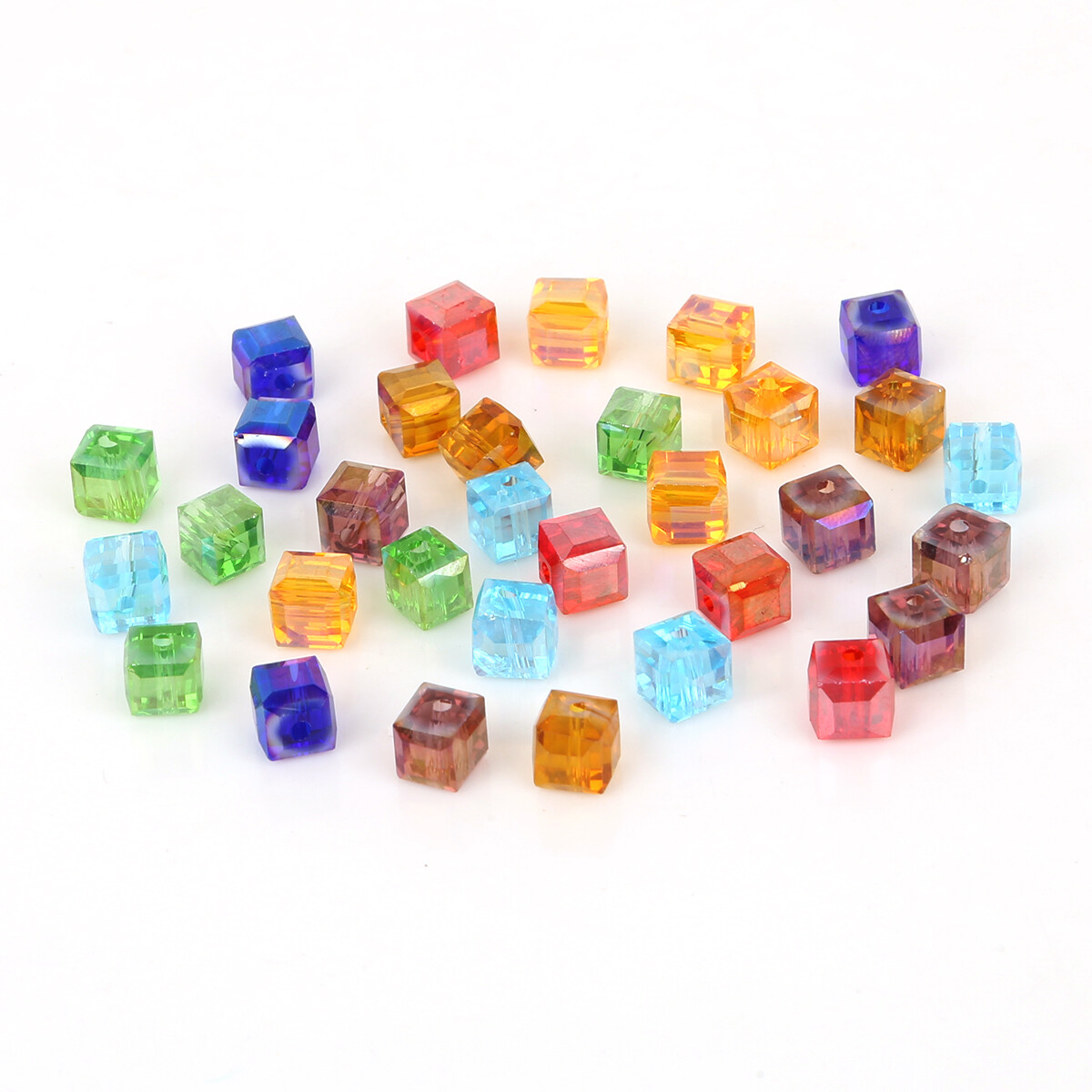 8mm 20pcs/Bag Czech Faceted Spacer Crystal Beads Cube Charm Square Glass Beads Loose Spacer Beads For Jewelry Making DIY Accessories