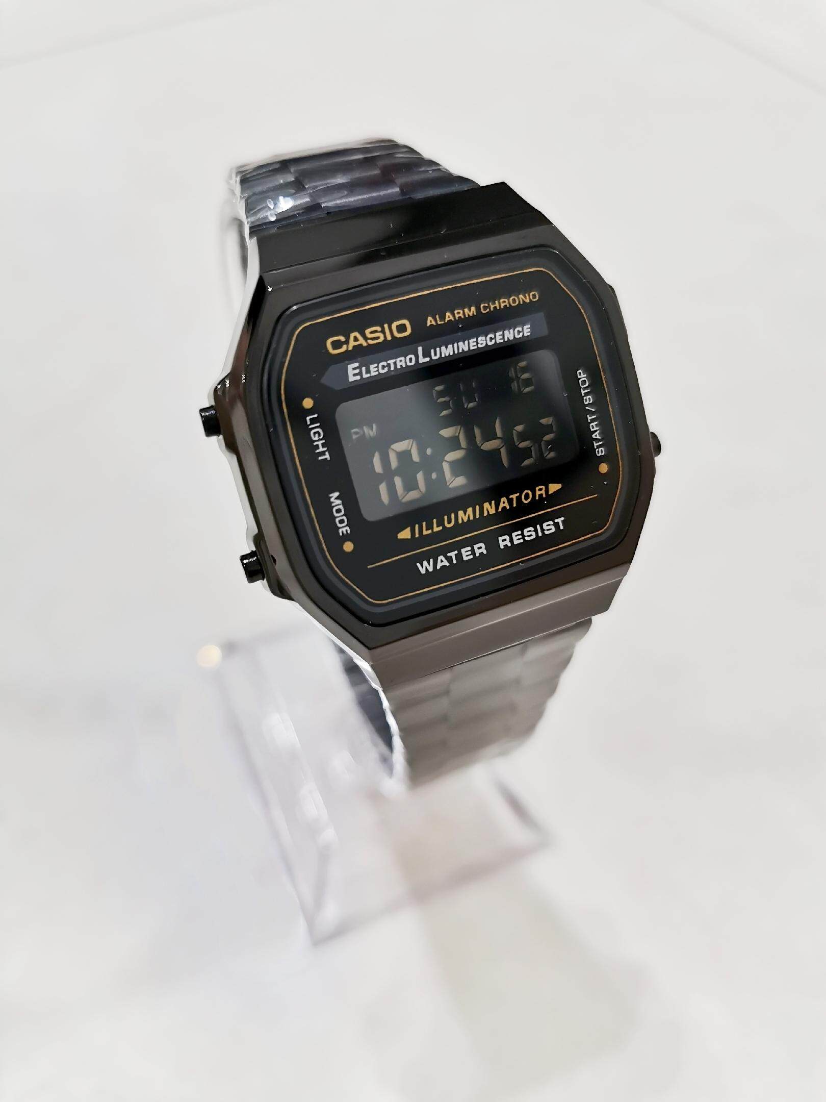 black metal wrist watch