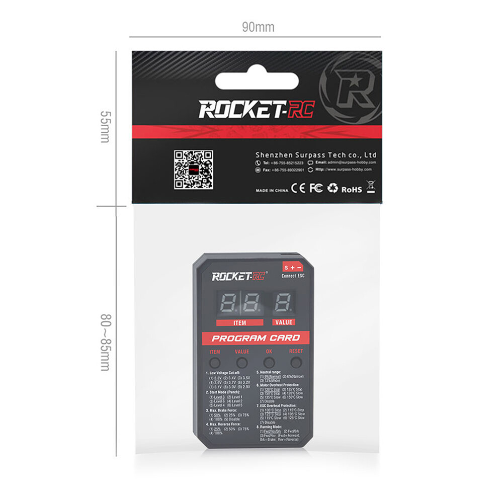 Surpass hobby Rocket-rc V2 Supersonic 50A 60A 90A 110A ESC Waterproof Brushless Speed Controller with 5.8V/5A BEC for 3650 Motor 1:10 RC Car Parts