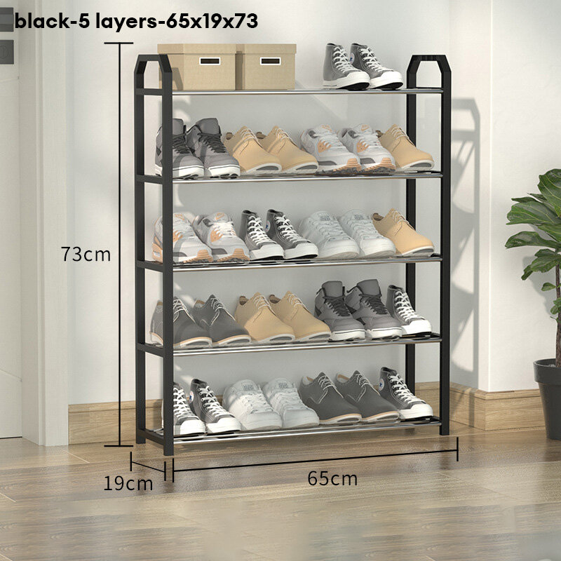 Simple shoe rack dustproof storage shoe cabinet multi-layer assembly home door shoe rack dormitory stainless steel shelf