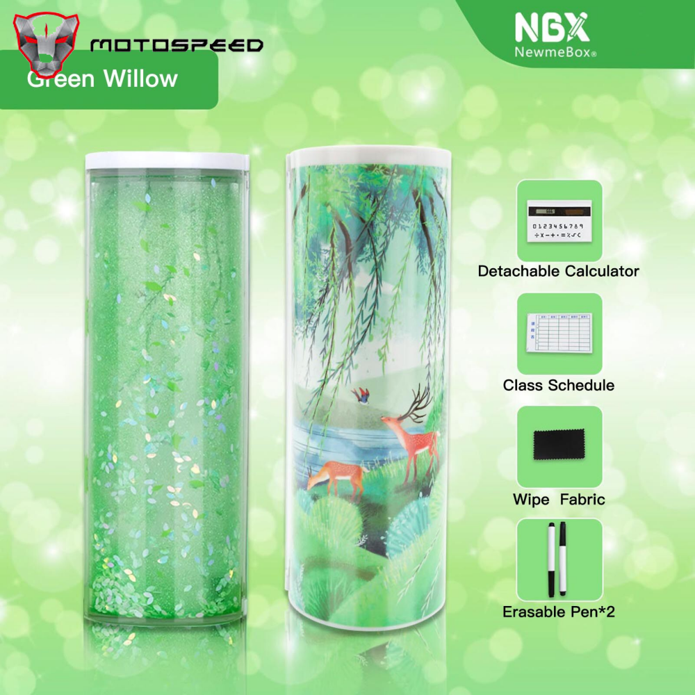 Hộp Bút Chì KKmoon NBX, Hộp Đựng Bút Chì Cát Chảy Đứng Đa Năng Túi Đựng Bút Dễ Thương Hình Trụ Hai Lớp Có Gương Sổ Tay Xóa Được Máy Tính Hộp Đựng Văn Phòng Phẩm Dung Lượng Lớn Dành Cho Học Sinh Trẻ Em