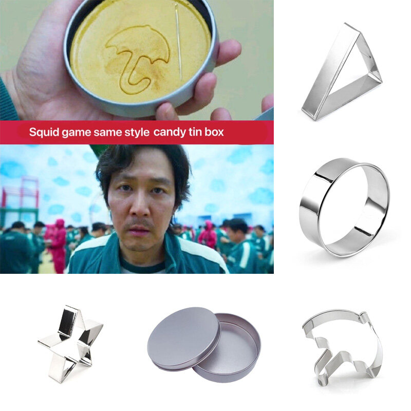 ⚡ COD ????6PCS Squid Game Dalgona Candy Mold Korean Traditional Sugar