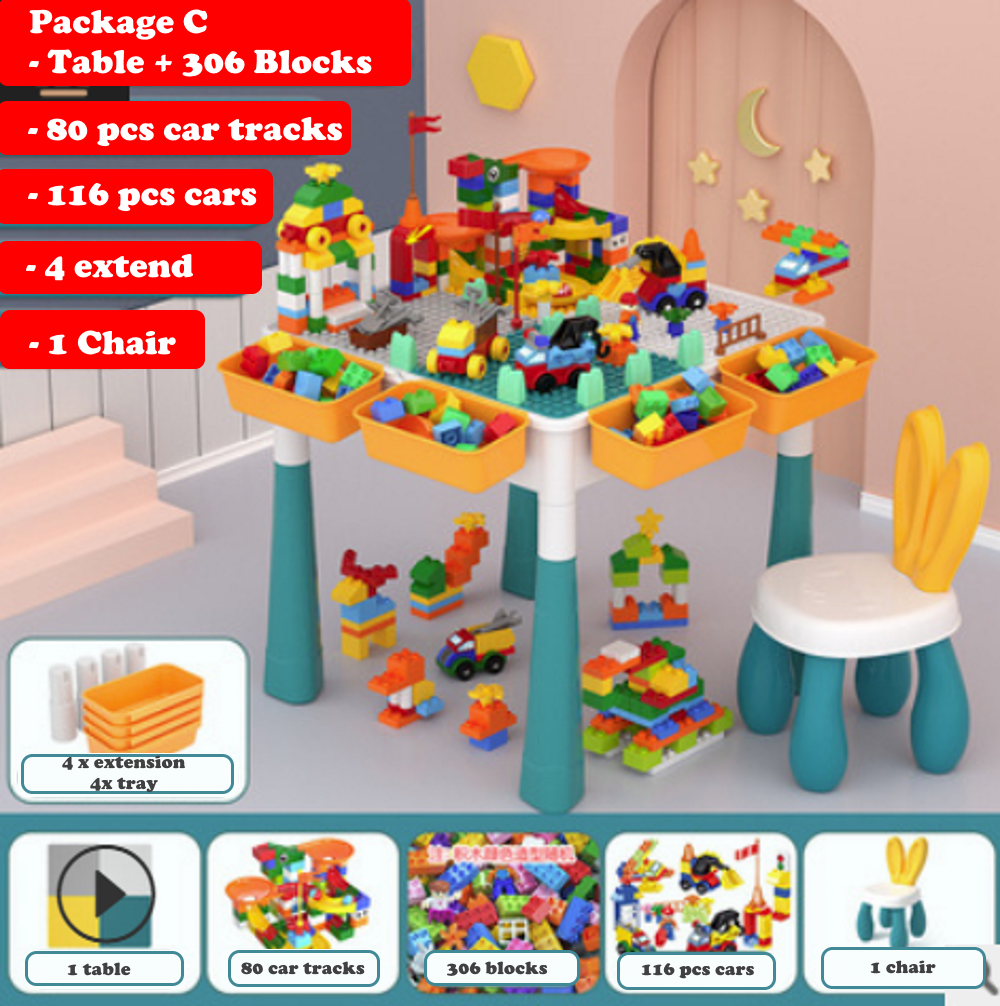 Multi Function Children Playing Table Blocks Learning Playing Study