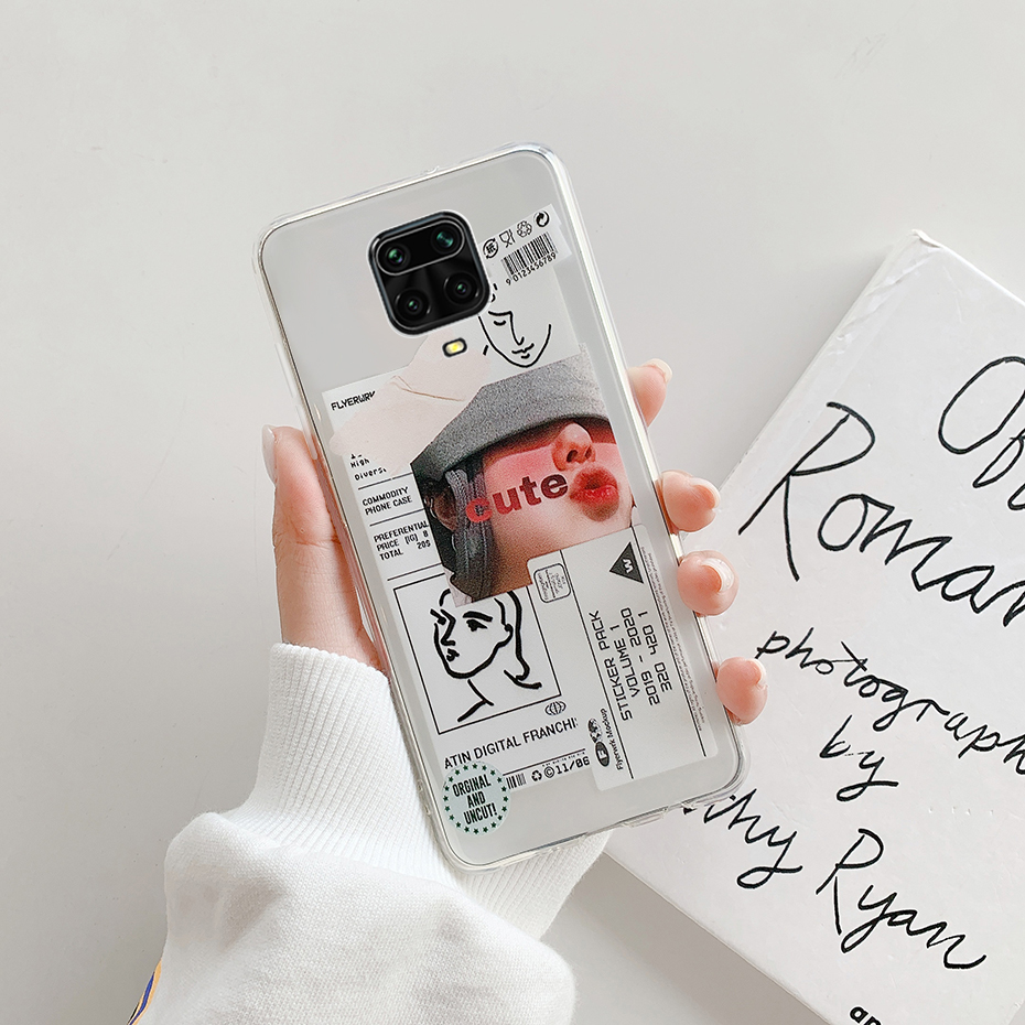 Ốp Cho Xiaomi Redmi Note 9S Note 9 Pro Ốp Ốp Lưng Điện Thoại TPU Silicon Mềm Trong Suốt Sơn Màu Dễ Thương Cover Quay Lại