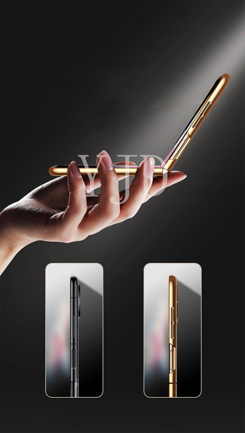 YJD Case For OPPO Find N2 Flip Solid Color Leather Electroplated Edge Shockproof  Phone Case