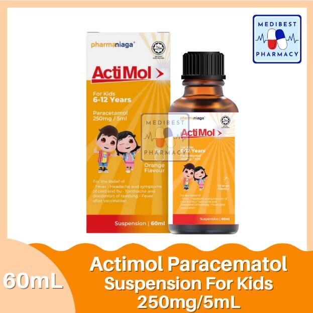 Actimol Paracematol Suspension For Kids 250mg/5mL & 100mg/5mL -60mL ...