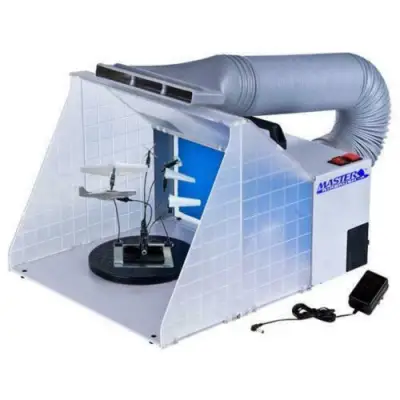 25 W LED Light Portable Hobby Airbrush Paint Spray Booth Exhaust Filter Extractor +Long Hose
