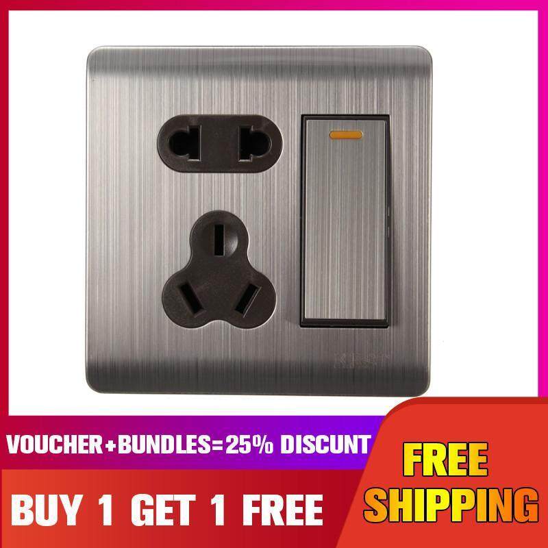 KRST Home Electric Wall Socket Panel Switch Socket Outlet 2 Ways Home 86 Type 10A/250V【Buy 1 Get 1 Free】