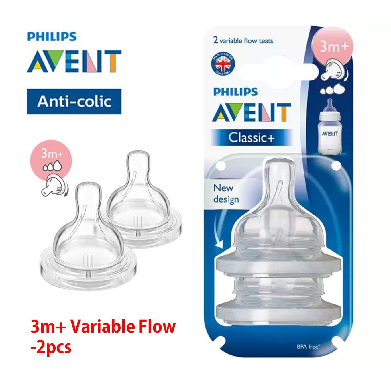 Philips AVENT Classic+ Newborn Slow Medium Variable Fast Teats