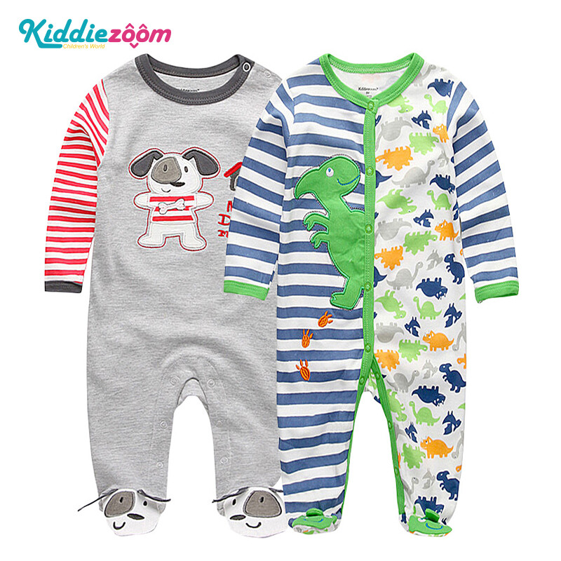Kiddiezoom 2PCS Newborn Baby Bebe Clothing Onesies Girl Boy Newborn Long Sleeve Body Romper Baby pajamas Sets Fashion Design Baby Jumpsuits 100% Cotton