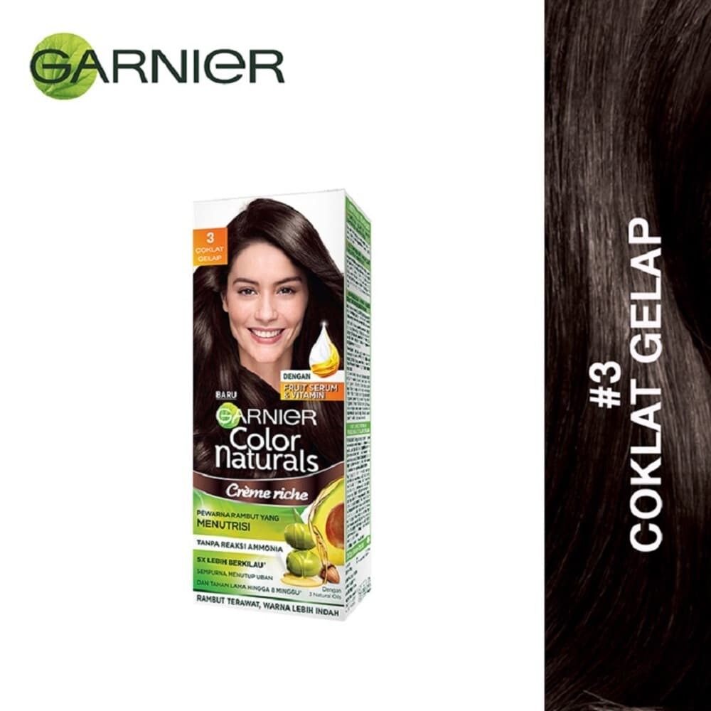 Garnier Colour Naturals Creme Riche Hair Dye No-3 [Brown] 50ml | Lazada