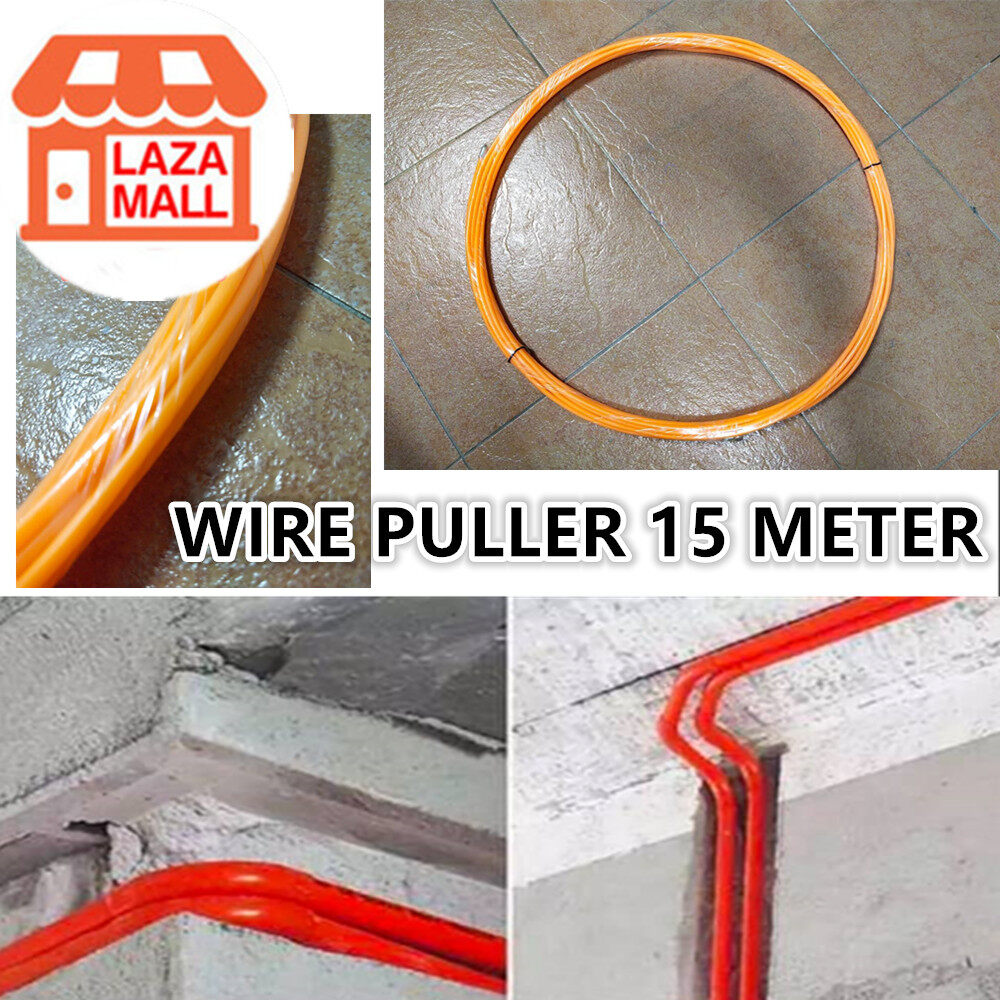 15M CABLE WIRE PULLER CONDUIT NYLON ORANGE WIREMAN ELECTRICAL WIRING WALL PULLING SPRING WIRE
