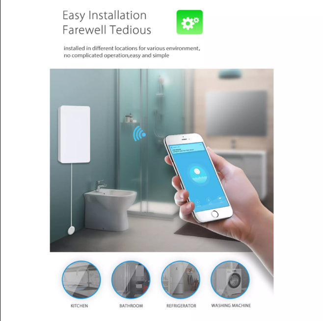 Smart Water Leak Flood Alarm Sensor Home Security System Works With Tuya Smart Life