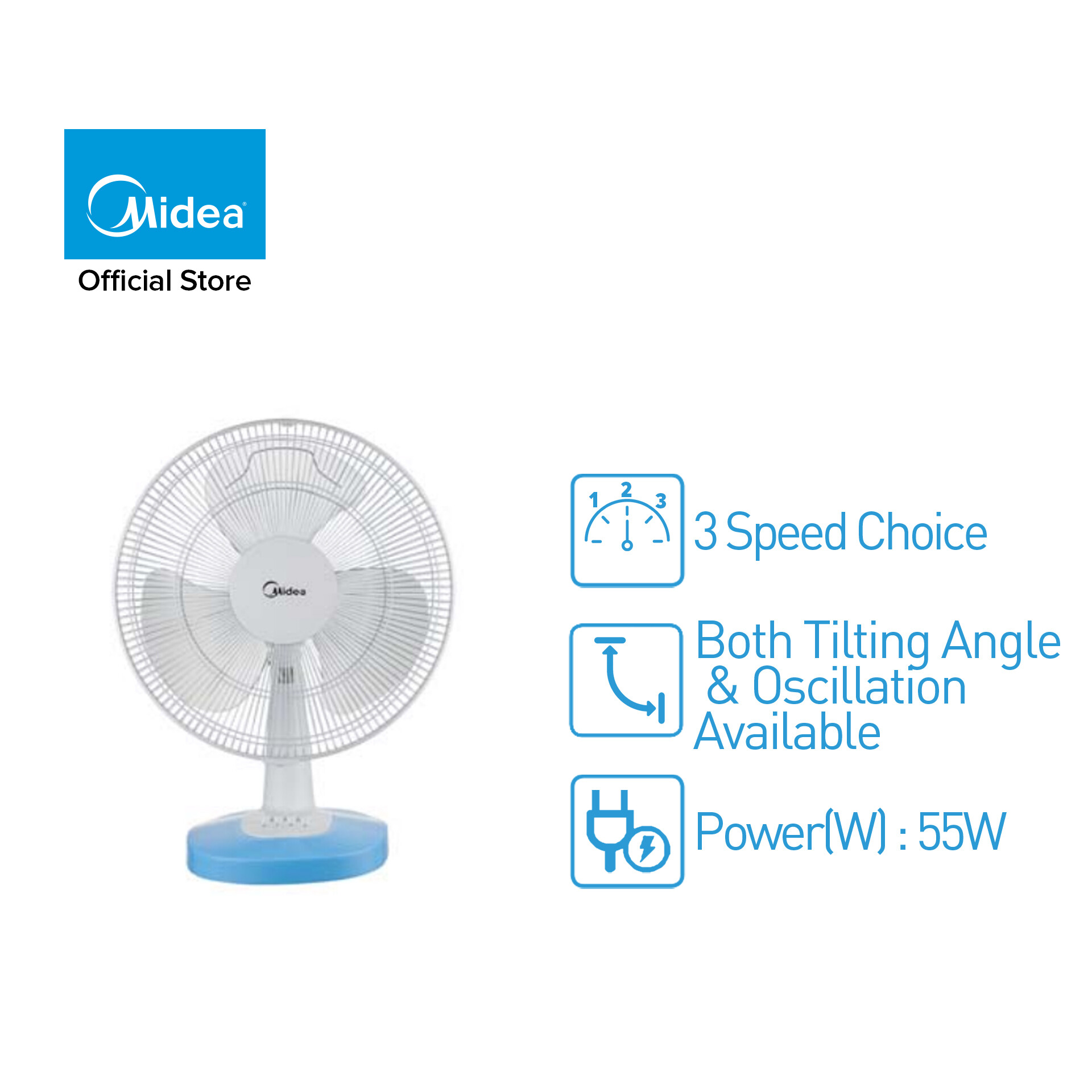 Midea Mf 16ft15nb 3 Speed Choices 16 Inch Table Fan Fan Lazada