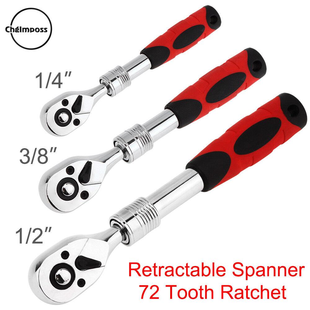 ChgImposs Flexible Ratchet Wrench 1/2  3/8  1/4 Allen Key Length Telescopic Socket Wrench 72 Teeth Ratchet Spanner Wrench Hand Tools