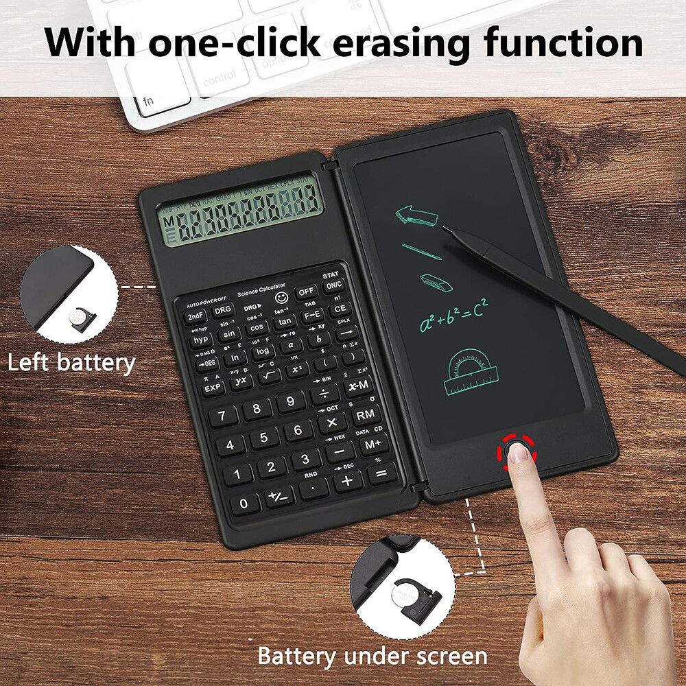 Vaorlo Có Thể Gập Lại 2 Trong 1 Khoa Học Kỹ Thuật Số Máy Tính 10 Chữ Số Màn hình LCD Máy Tính Để Bàn Máy Tính Với 6 Inch Bảng viết Hỗ Trợ bút chỉ điểm Xóa Nút Khóa Cho Trường Cao Đẳng Văn Phòng Kinh Doanh