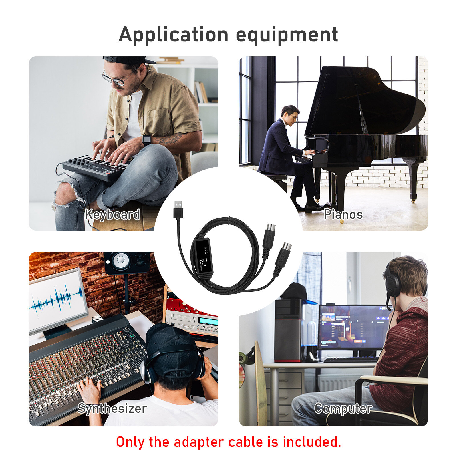 IVU CREATOR Cáp MIDI Thông Dụng Bộ Chuyển Đổi Cáp MIDI Sang USB 5 Chân Tương Thích Với Nhiều Hệ Điều Hành