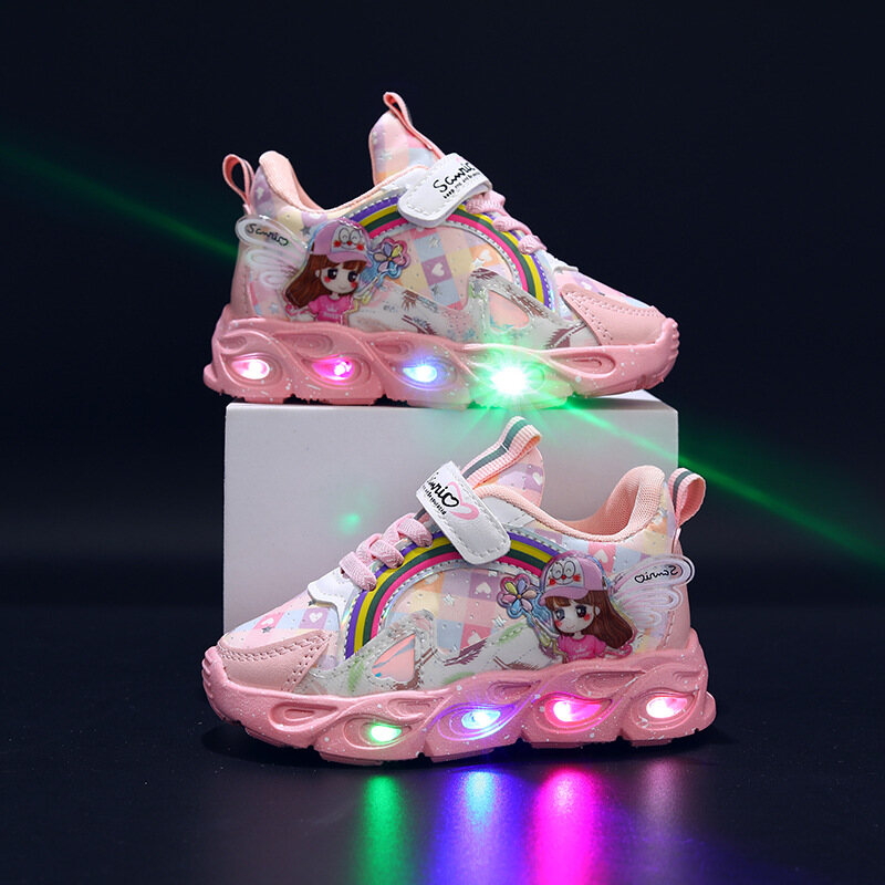 [Ready Stock] Spring and Summer New Children's Shoes Ice Snow Luminous Shoes Girls Light Shoes Casual Shoes Sports Shoes LED Light Shoes