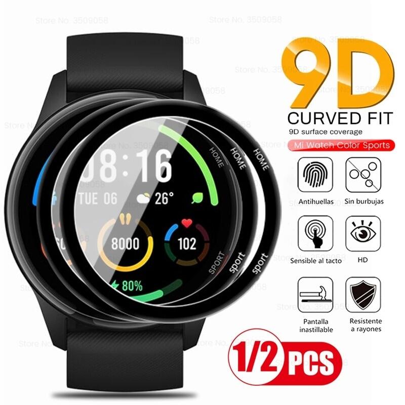 1-2Pcs 9d Curved Screen Protector for Xiaomi Mi Watch Color Sports Edition Soft Fiberglass Screenprotector Film Smart Accessories