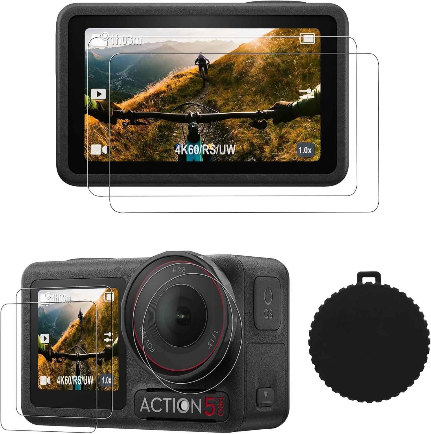 Dji Osmo Action Pro Glass Lens Cover In Black And Clear Dji Action