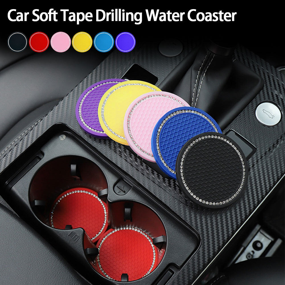 JaneDream 1PC Car Coaster Acrylic Diamond PVC Travel Auto Cup Mats Insert Coaster Anti Slip Crystal Vehicle Interior Accessories BYD ATTO 3