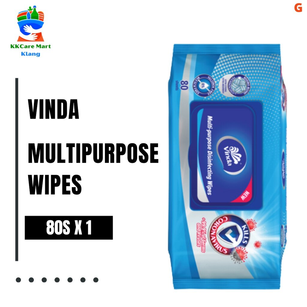 Vinda Tisu Basah Pelbagai Guna Multipurpose Disinfecting Wipes 80s x