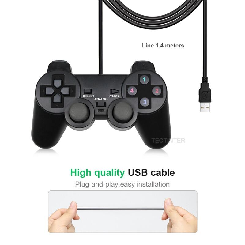 Wired USB Controller Gamepad for WinXP/Win7/Win8/Win10 for PC Computer Laptop Black Game Joystick