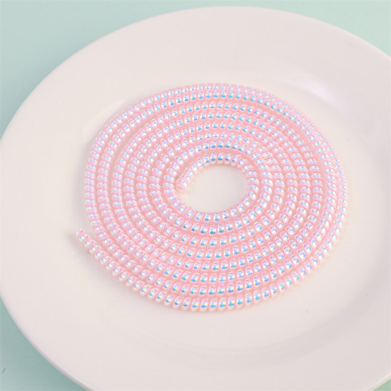 1.4M Cable Protector Charging Data Line Earphone Cord Winder Laser Contrast Color Wrapper TPU DIY Multicolor Spiral Protector Cover