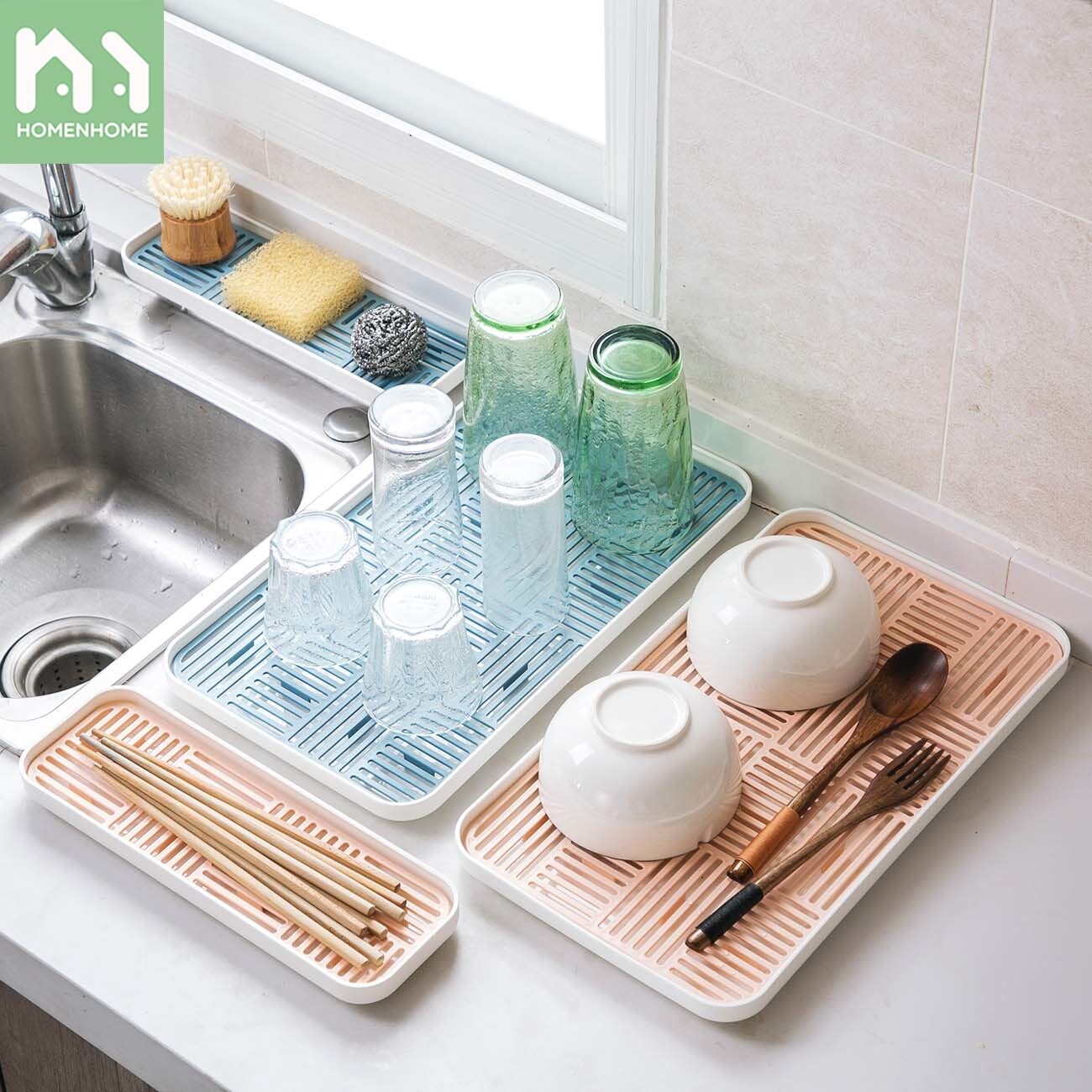 Homenhome Drain Tray Kitchen Tableware Rack Household Plastic Fruit Tray
