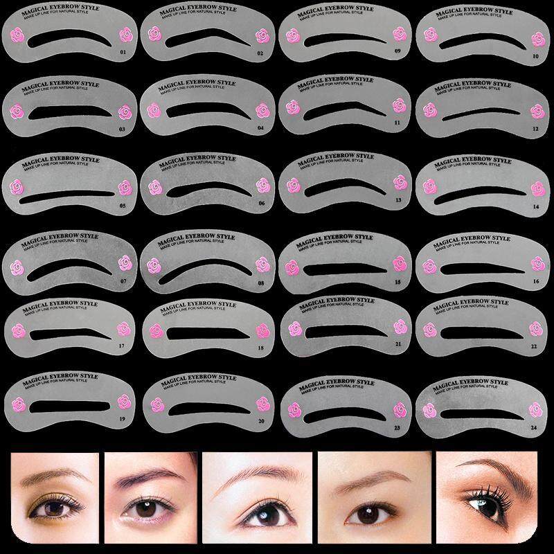 24 Cái Pro Tái Sử Dụng Eyebrow Stencil Set Eye Brow DIY Vẽ Hướng Dẫn Tạo Kiểu Hình Chải Chuốt Thẻ Mẫu Dễ Dàng Trang Điểm Làm Đẹp Kit nhập khẩu