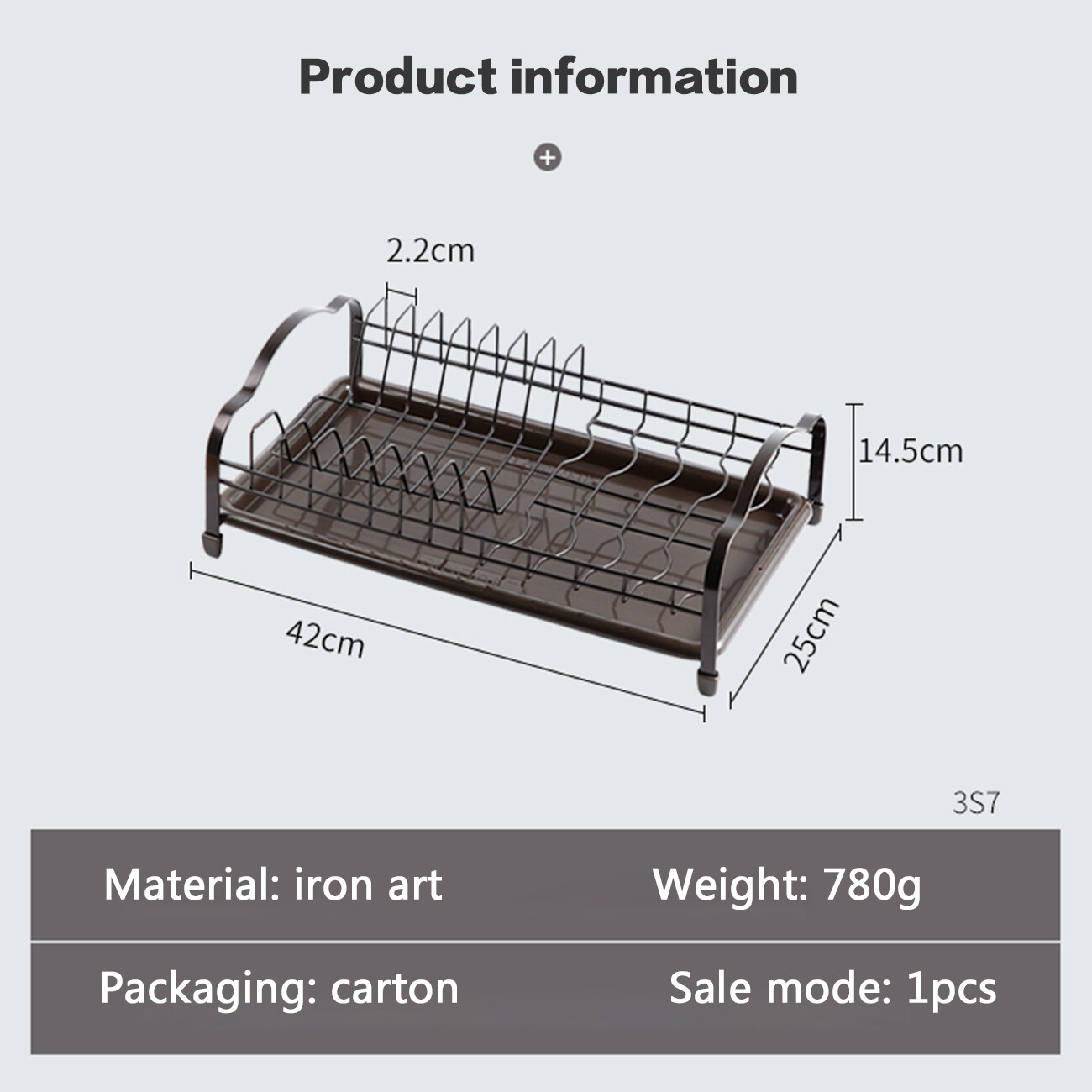 CNMF Iron Drain Rack Double-layer Dish Holder with Drain Tray Sink Tableware Storage Rack