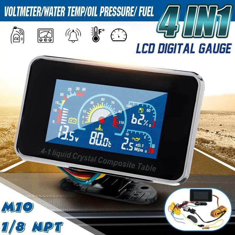 12V//24V Car 2 in 1 LCD Digital Display Voltmeter Water Temp Temperature Gauge