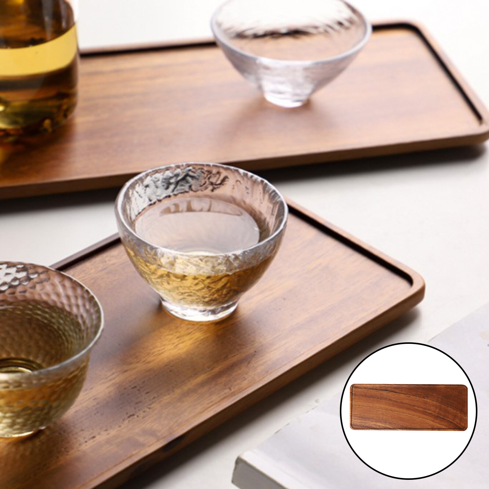 Blesiya Rectangular Wood Tea Tray Wooden Plate Coffee Sushi Snacks Serving Plate