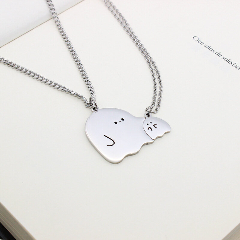 Cute Ghost Little Monster Necklace Lover Couple Necklaces Pendant Charm Sweater Clavicle Chain Hiphop Cool Men Women Valentine