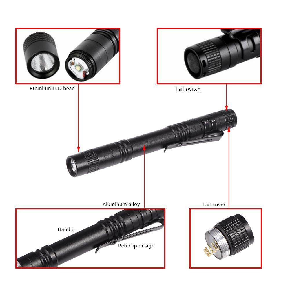 Mini Xách Tay LED Pen Clip Pocket Đèn Pin Ánh Sáng Cao Torch Đèn Pin
