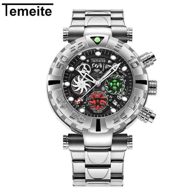 Temeite Mens Watches Top Brand Luxury Chronograph Golden Stainless Steel Waterproof Sport Watch Men Brand Reloj Hombre 2018 Malaysia