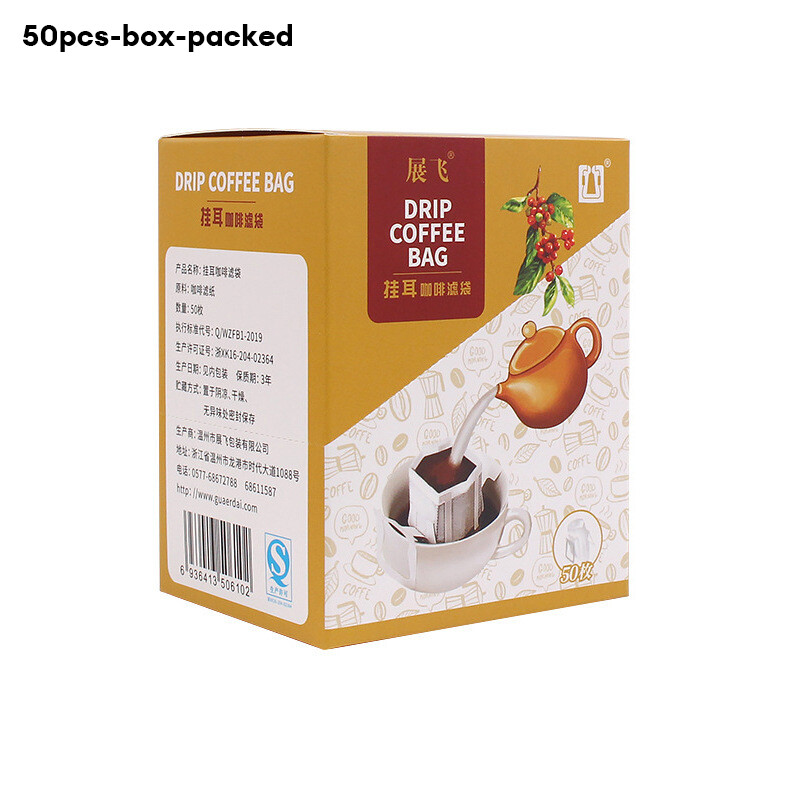 Packing: 50pcs hanging ear coffee filter bag, Japanese material coffee filter paper, drip hand flushing hanging ear Coffee pouches