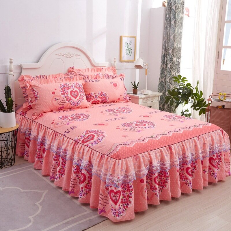 Premium Comfort Lace Bedsheet Set with Pillowcase Queen 3 IN 1 King Bedding Set