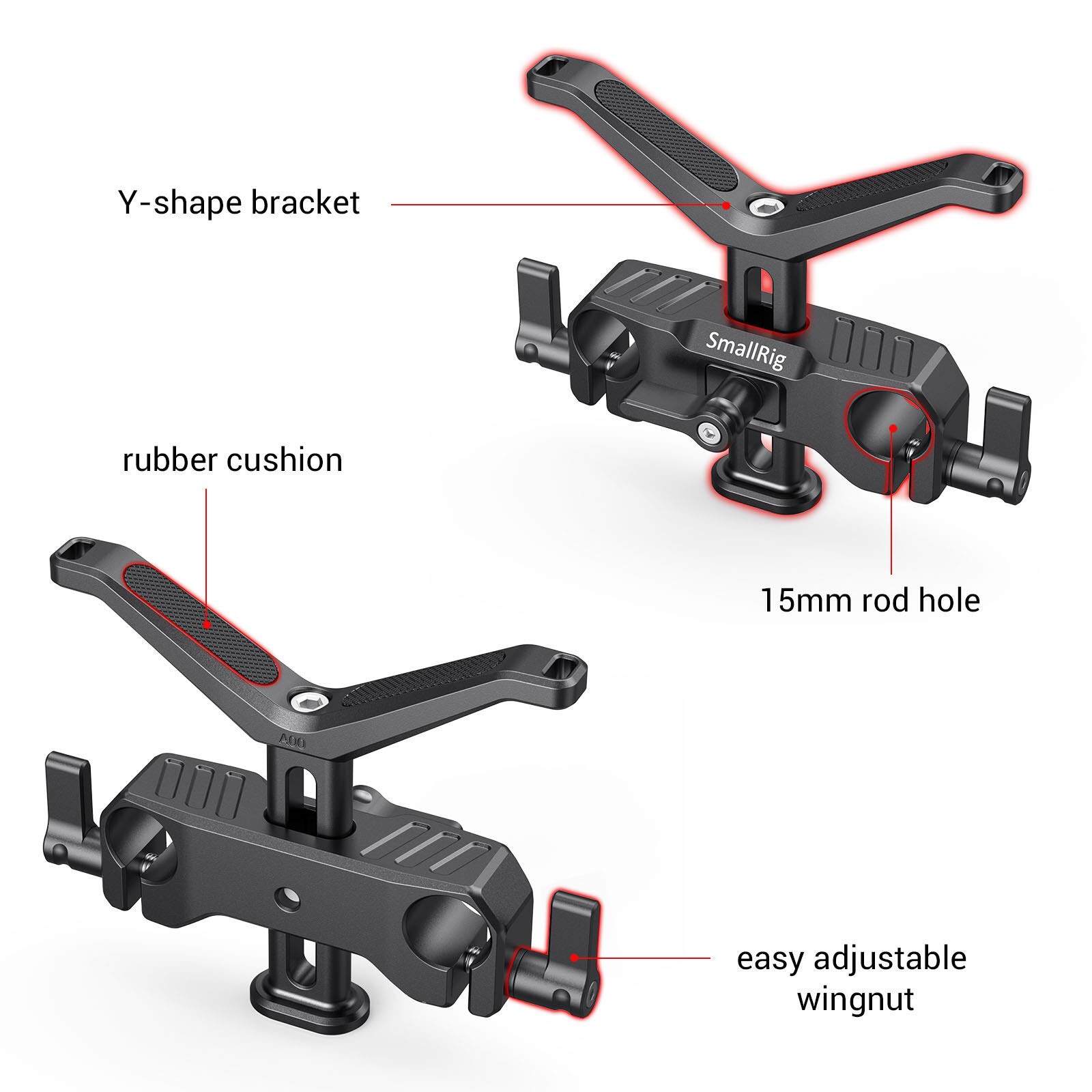 SmallRig Giá đỡ ống kính đa năng có phạm vi điều chỉnh chiều cao 34,5mm cho thanh LWS 15mm dành cho ống kính máy ảnh DSLR không gương lật BSL2680