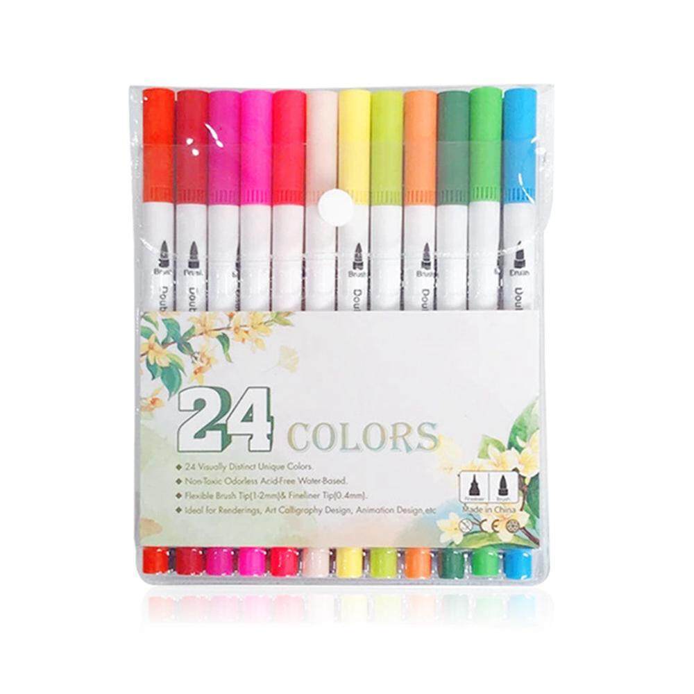 Etersummer Multi-Warna Dual Tip Pena Spidol, Sikat Cat Air Pena dengan Fineliner Tip 0.4 untuk Mewarnai Seni, membuat Sketsa, Lukisan, Menggambar Desain