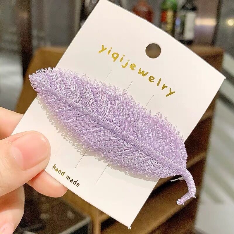 INS Leaves Fabric Korean Style Side BB Hair Clips for Women
