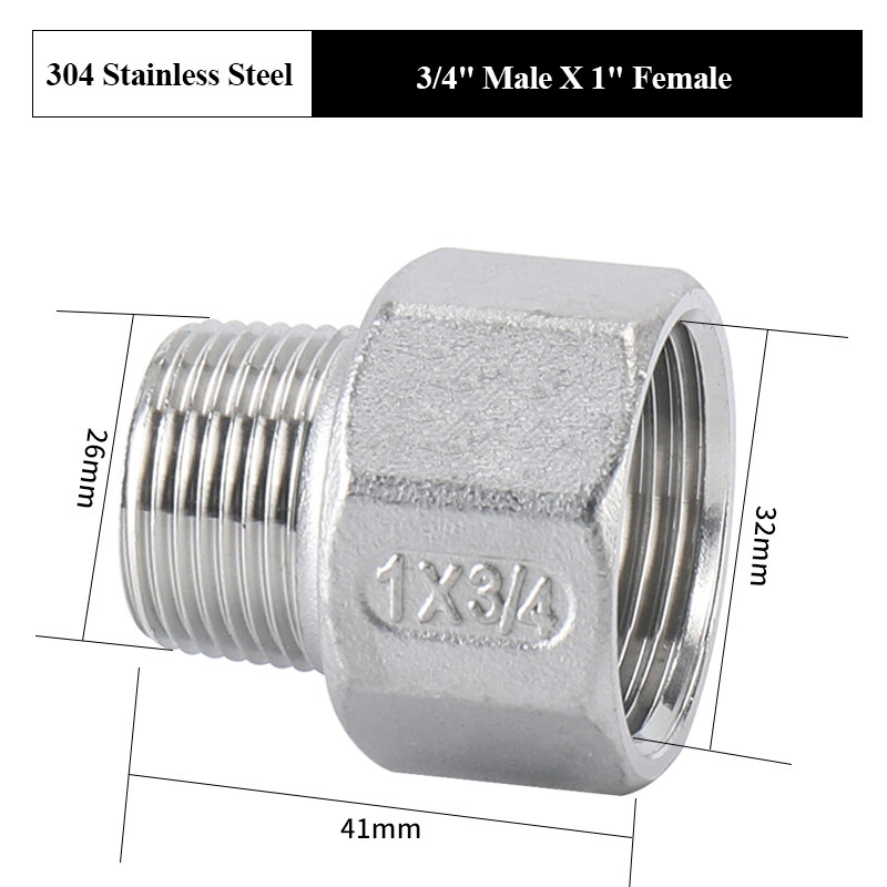 304 Stainless Steel Male to Female Pipe Connector Hexagonal Fittings 1/ ...