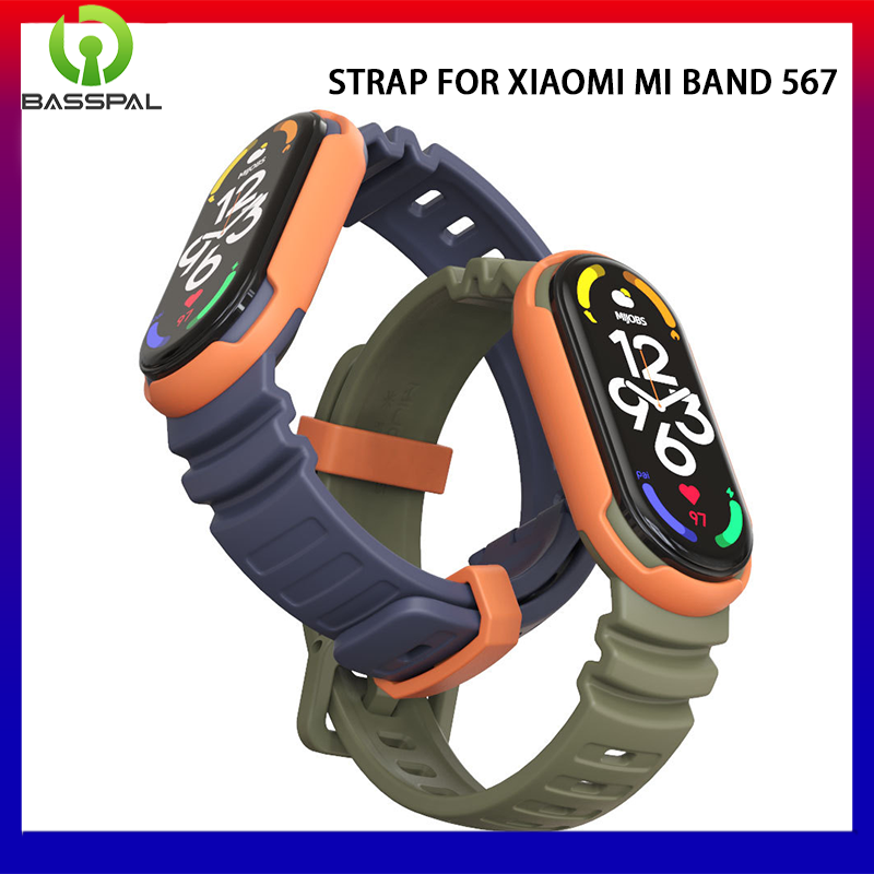 BassPal Dây Đeo Hai Màu Phong Cách Thể Thao Cho Mi Band 5 6 7 Dây Đeo Cổ