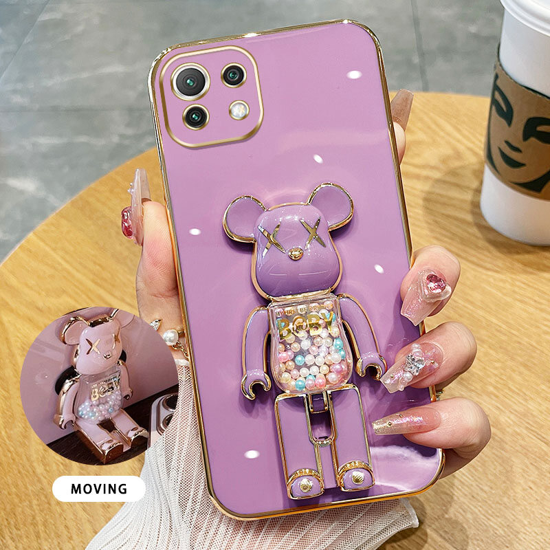 Ybd 3d candy bear bracket phone case for xiaomi 13c poco c65 14 pro 11 lite 4g 12 lite 12 pro 12t pro 13 lite 13 ultra high end soft silicone material