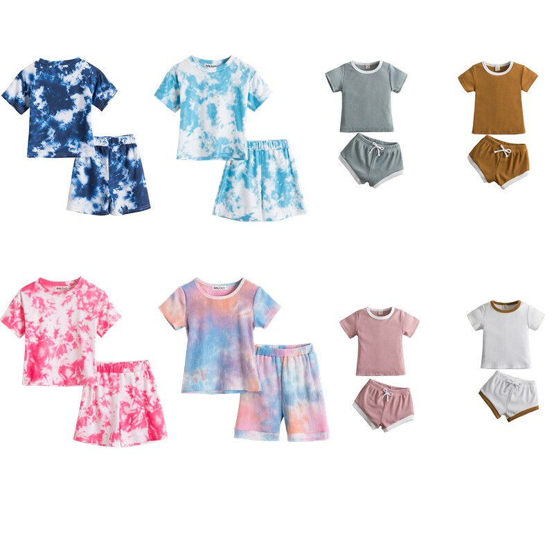 Nnjxd Baby Girl Dress Kids Clothes For Girls Sale Fashion New Summer Newborn Baby Girls Boys Clothes Bandage Cotton Casual Colorful Short Sleeve Tops T Shirt Shorts Toddler Infant Outfit Set