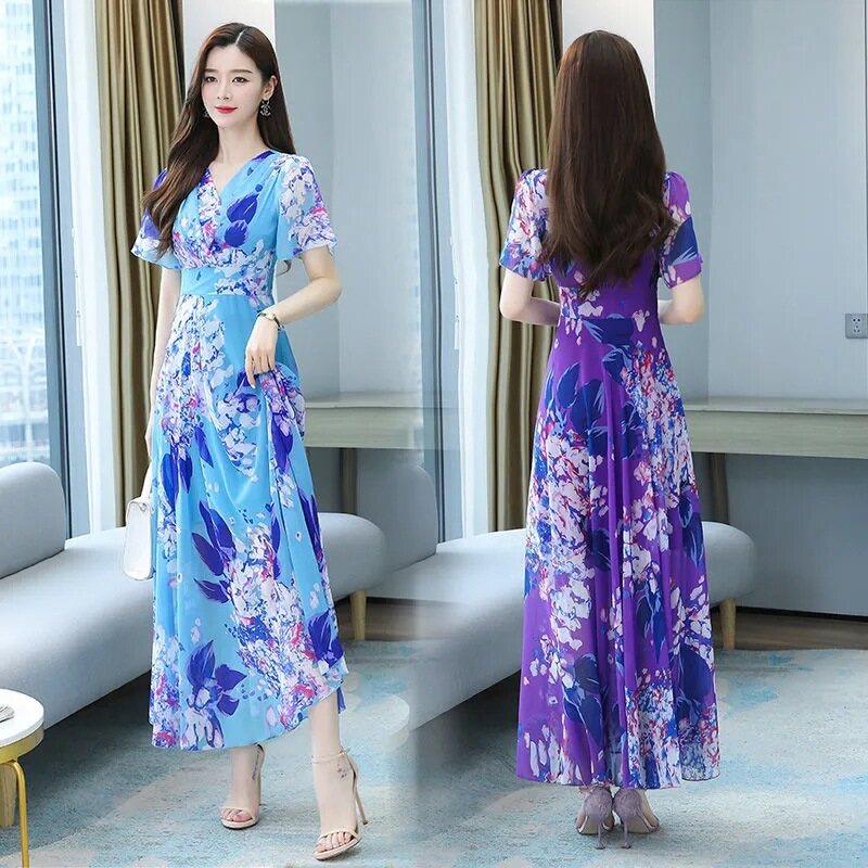 Váy tay ngắn Đầm Mùa Hè Nữ