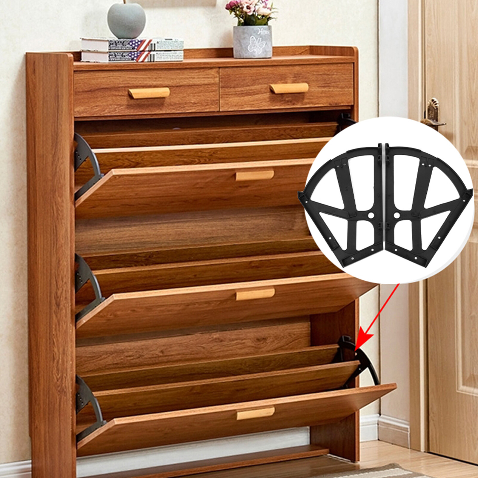 4Pcs/Set Shoes Cabinet Turning Hinge Shoes Cabinet Hinge Rack Replacement for Home Storage Hotel Storage