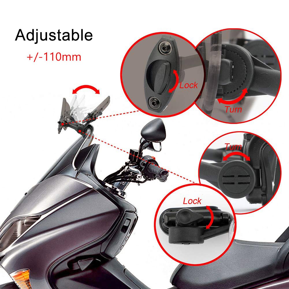 Motorcycle Universal Windshield Clamp-On Variable Windscreen Spoiler Extension